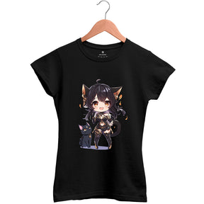 Camiseta Baby Look Feminina Black Cat