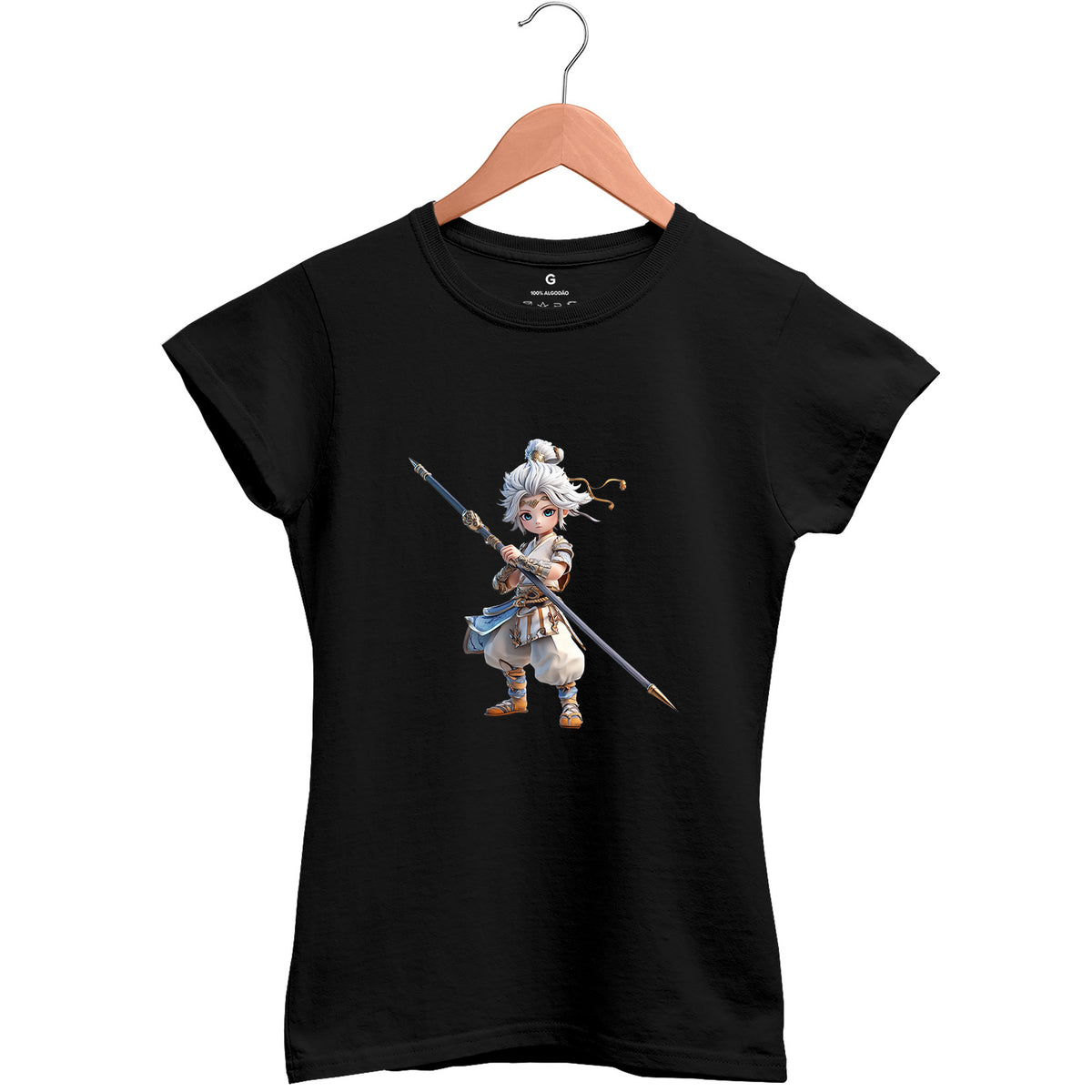 Camiseta Baby Look Feminina Guerreiro branco