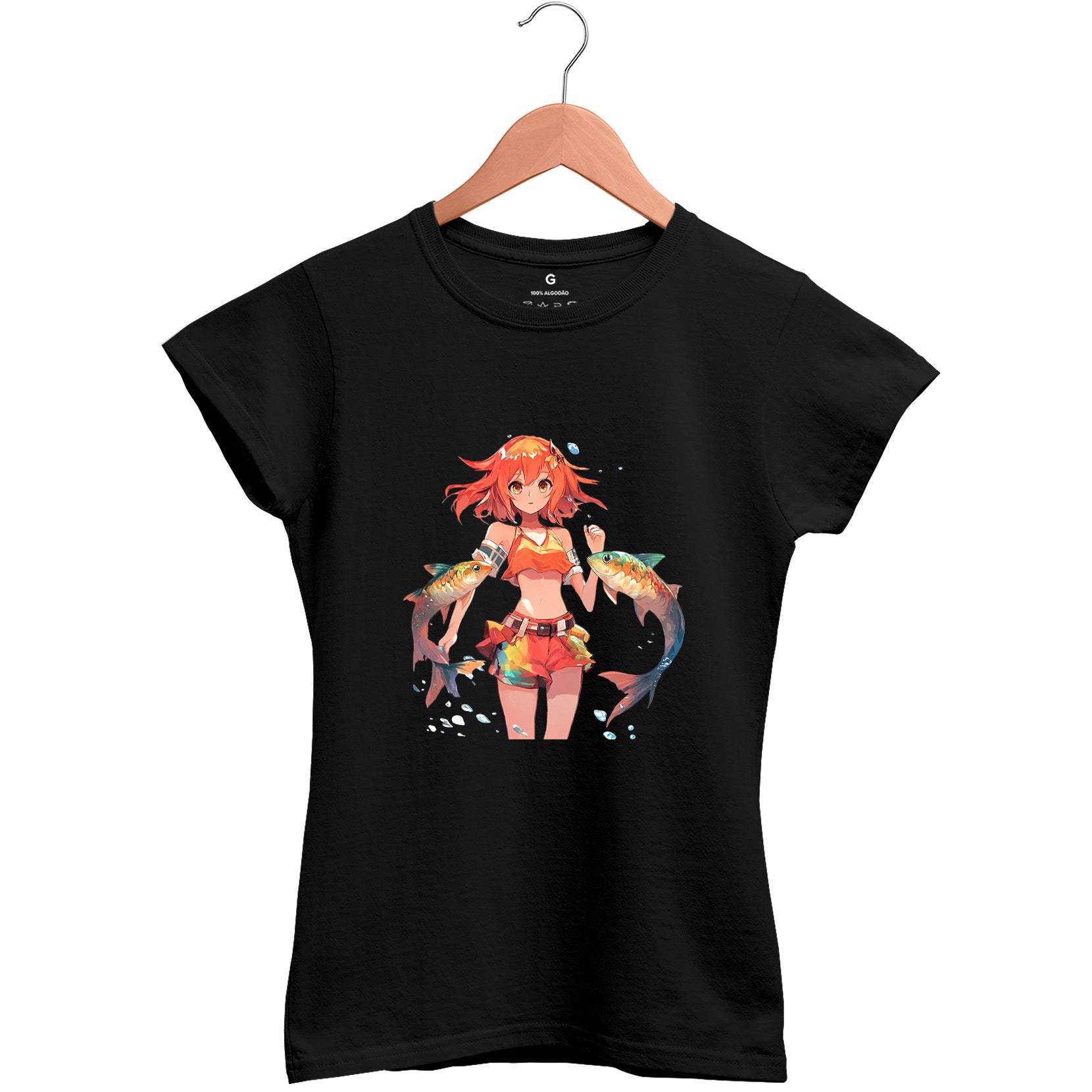 Camiseta Baby Look Feminina Peixes